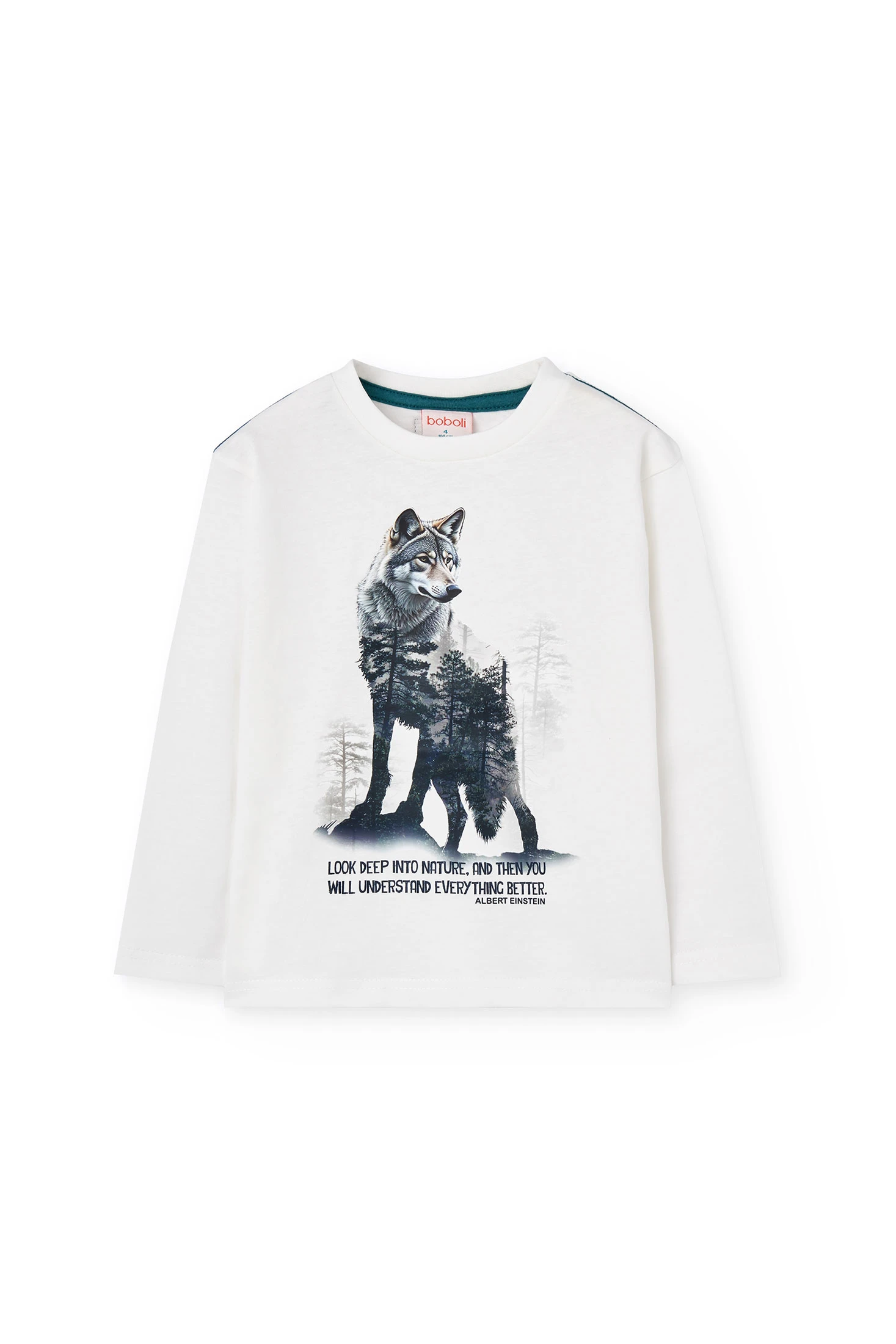 Maglietta a maglia bambino bianco lupo