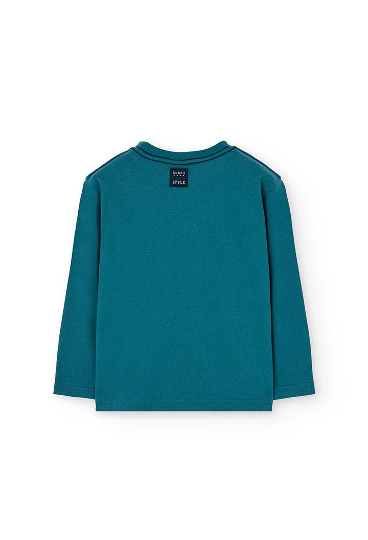 Camiseta niño algodón verde animales marinos