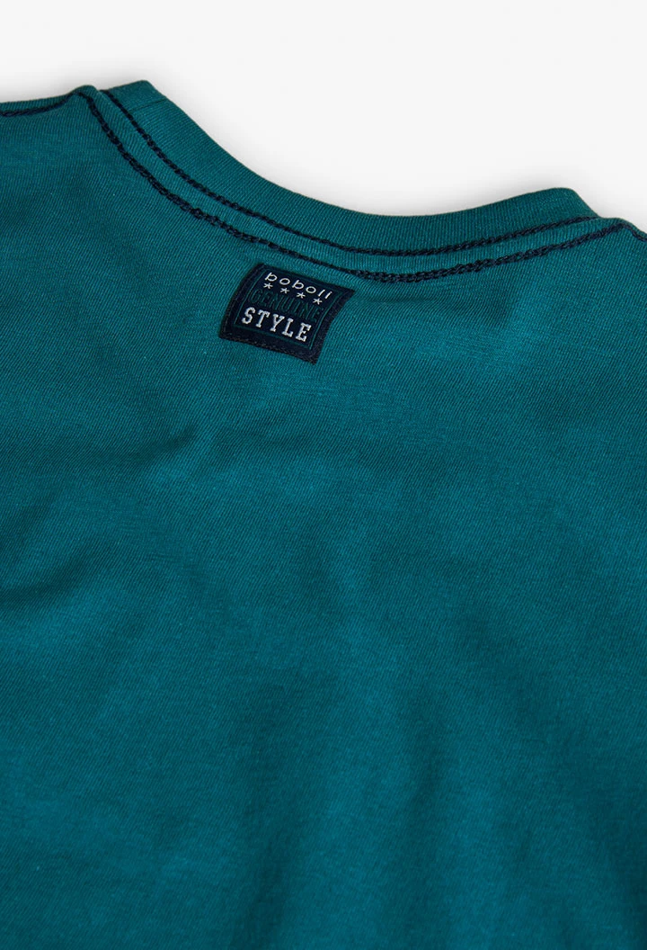 Camiseta niño algodón verde animales marinos