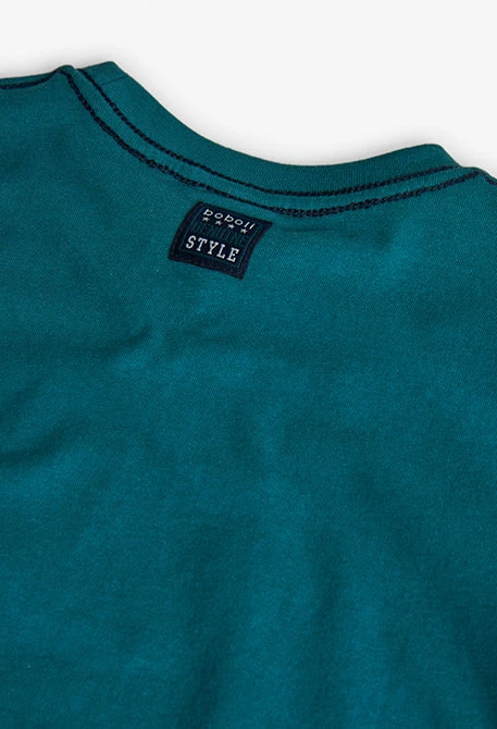 Green cotton T-shirt for boy with marine animals