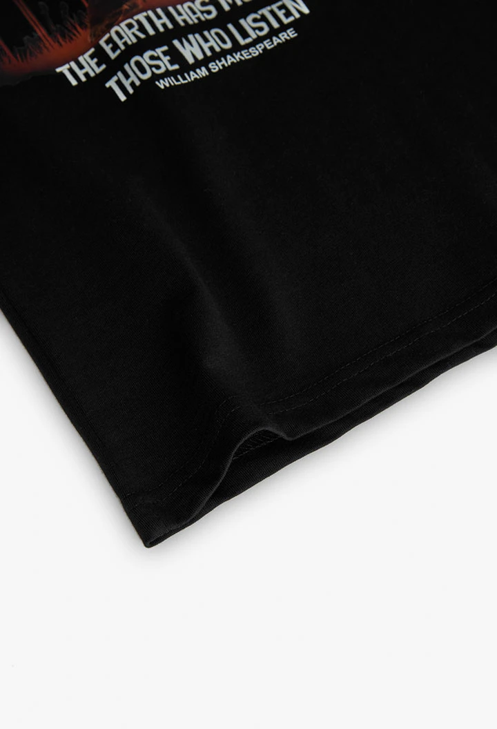 T-shirt garçon en coton noir ours