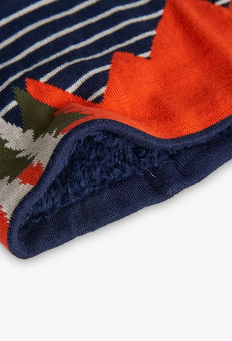 Navy blue patterned scarves