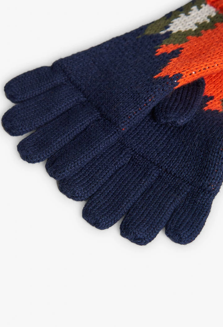 Guanti blu navy stampati