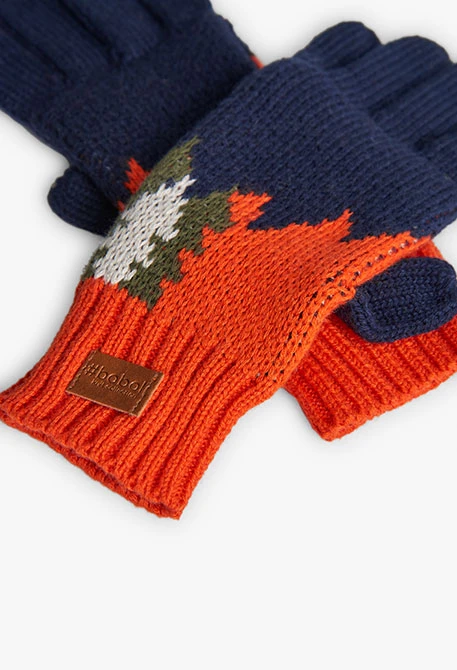 Marineblaue Handschuhe mit Muster