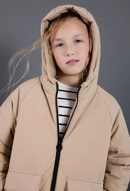 Parka garçon en tissu technique beige