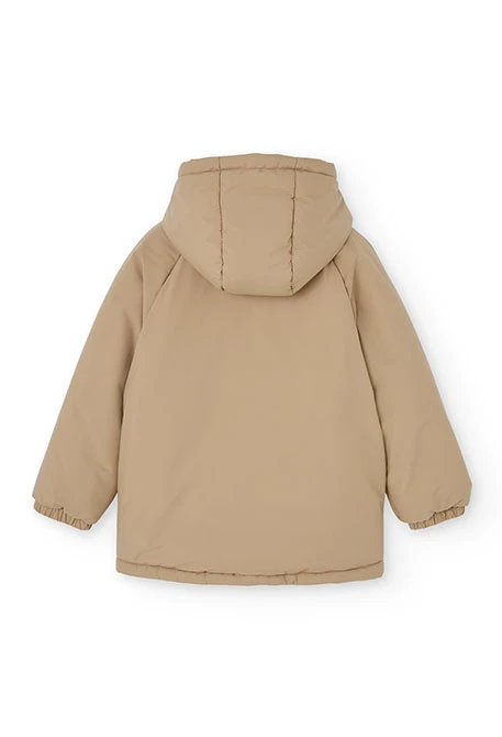 Beige technical fabric boy´s parka