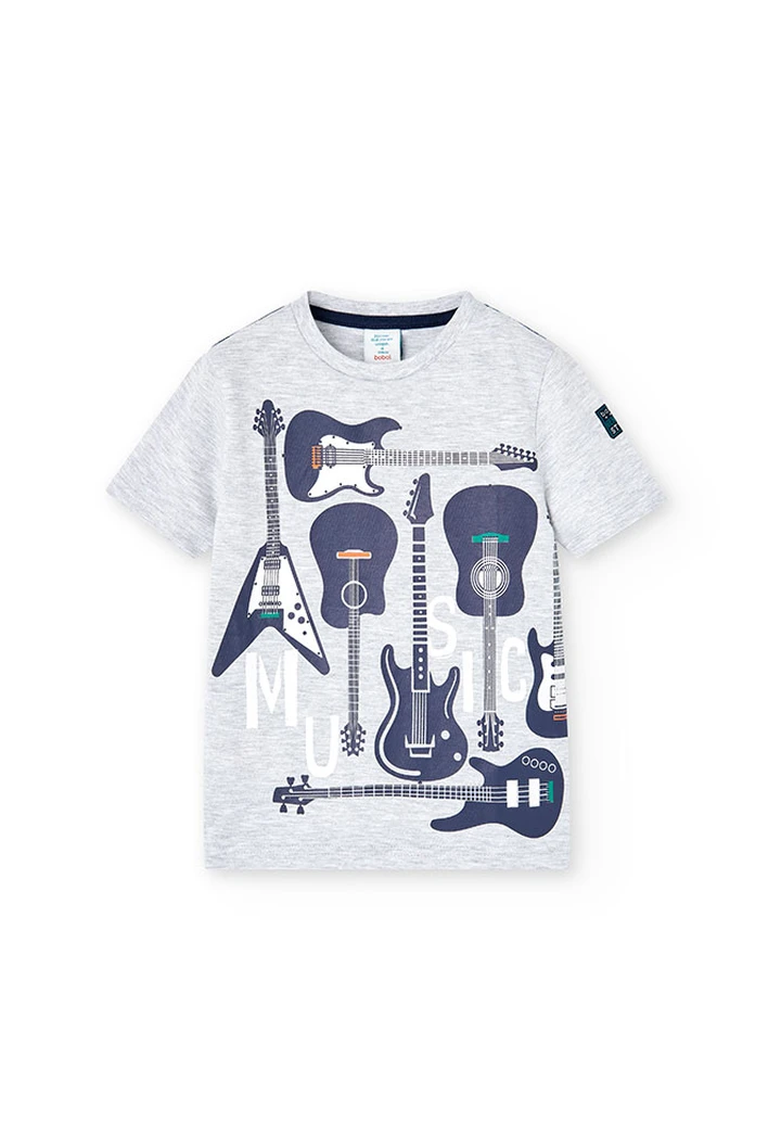 T-shirt basic en tricot pour fille, couleur gris vigoré
