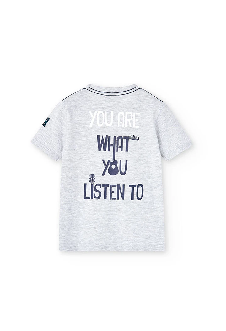T-shirt basic en tricot pour fille, couleur gris vigoré