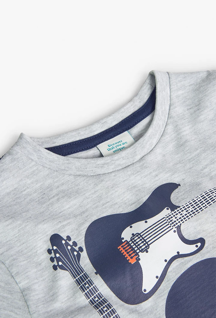 T-shirt basic en tricot pour fille, couleur gris vigoré
