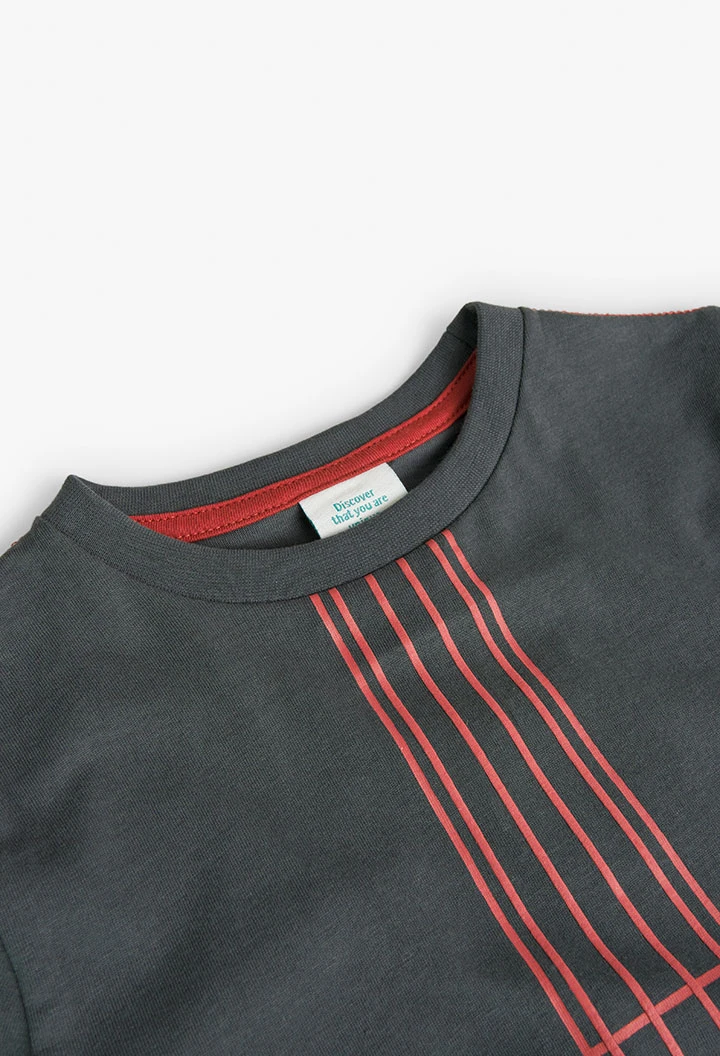 T-shirt basic en tricot pour fille, couleur grise