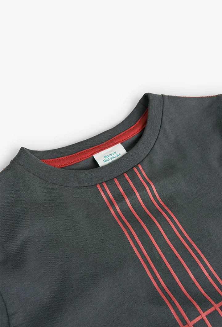 T-shirt basic en tricot pour fille, couleur grise