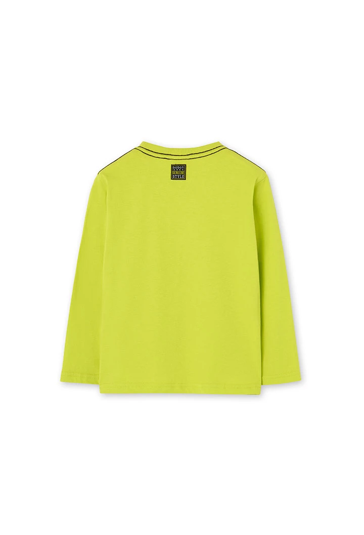 Maglietta basica in jersey per bambino stampata in verde lime