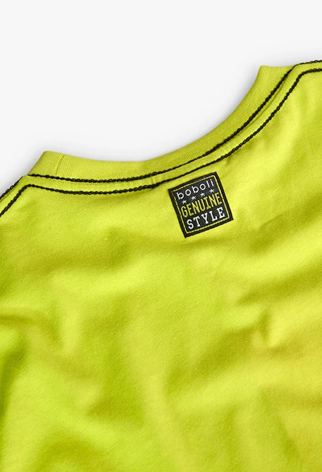 Maglietta basica in jersey per bambino stampata in verde lime