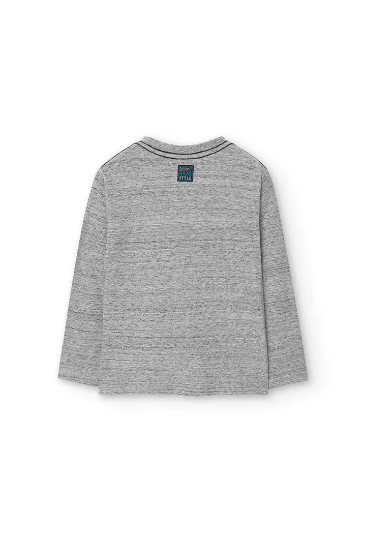 Basic grey printed knit T-shirt for boy