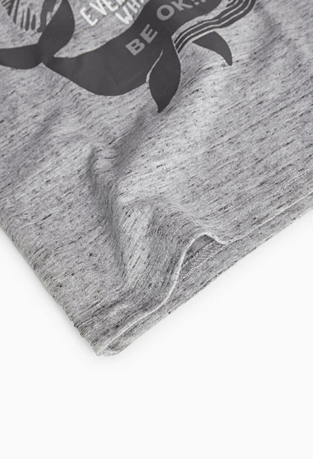 Maglietta basic in maglia per bambino stampata in grigio