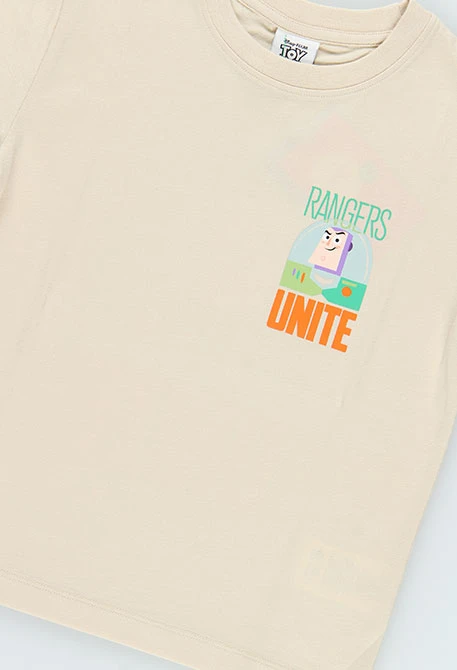 T-shirt unissex de algodão bege