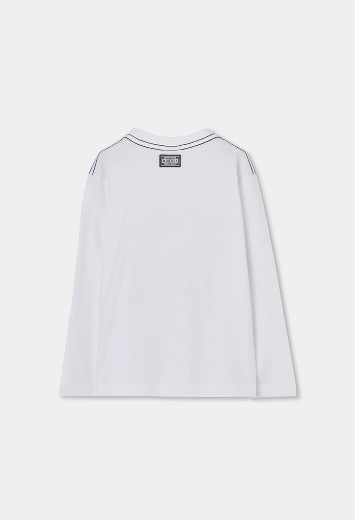 Children?s white long-sleeve cotton jersey T-shirt