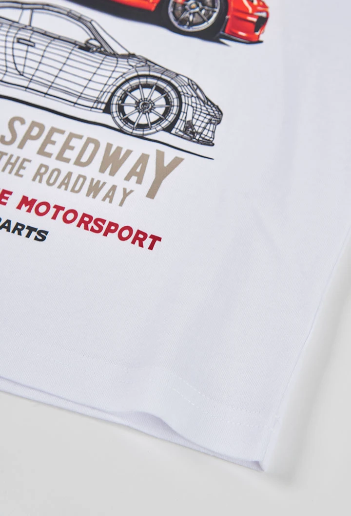 T-shirt garçon en maille à manches longues en coton blanc