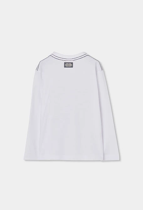 Langarm-Shirt für Jungen aus weißem Baumwoll-Jersey