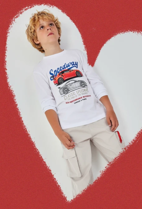 Children?s white long-sleeve cotton jersey T-shirt