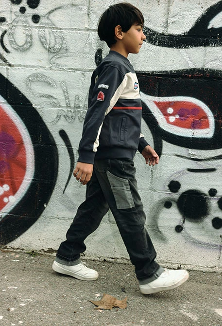 Pantaloni bambino denim grigio