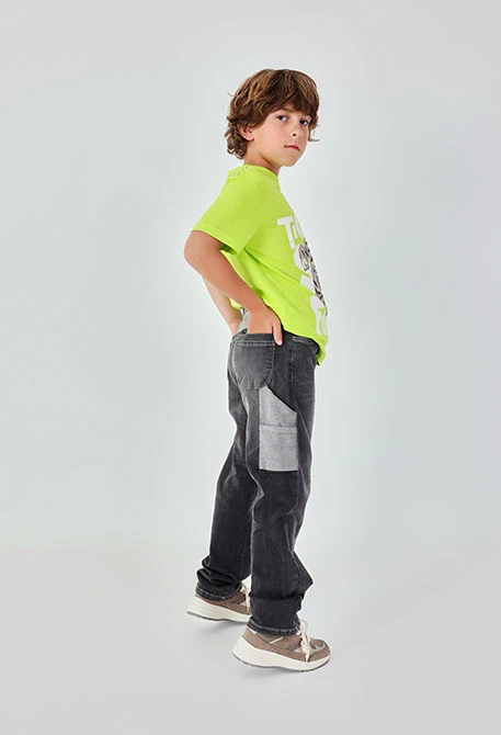 Pantaloni bambino denim grigio