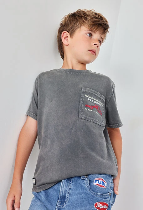Camiseta criança algodão cinza