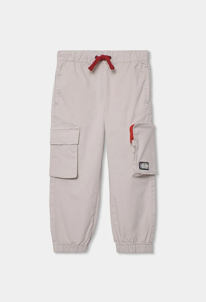 Boy?s trousers in stretchy beige cotton