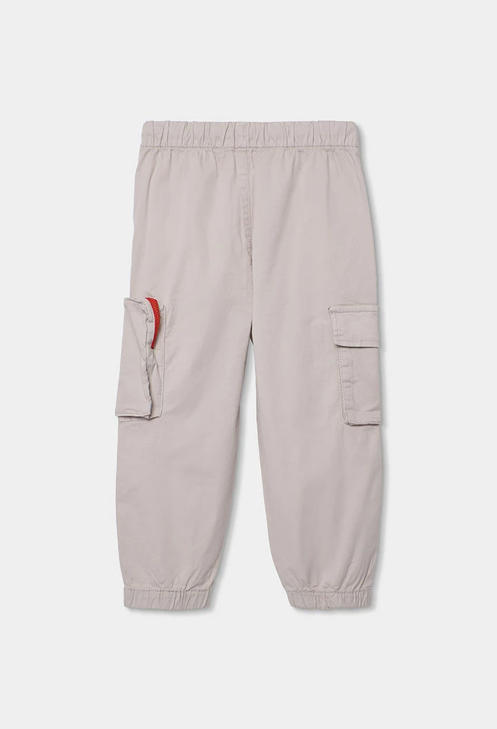 Pantalón niño algodón elástico  beige