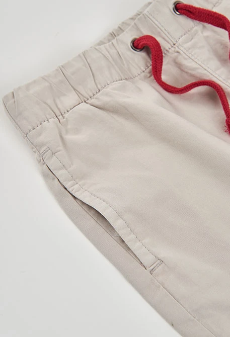 Pantalón niño algodón elástico  beige