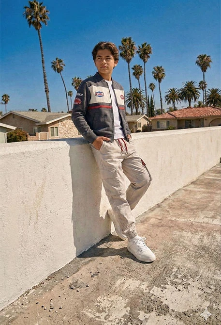 Boy?s trousers in stretchy beige cotton