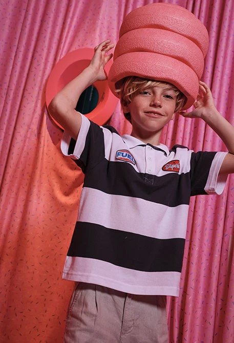 Polo criança algodão em preto e branco