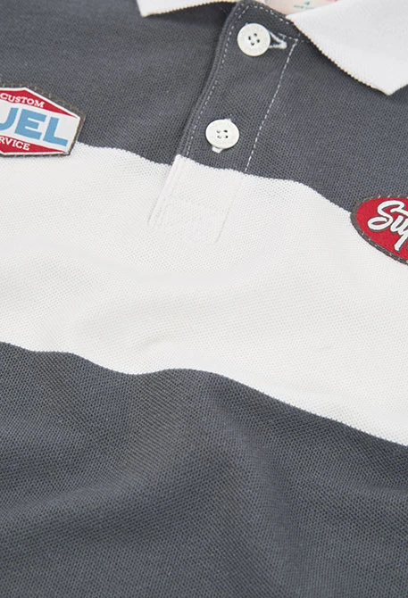 Polo criança algodão em preto e branco