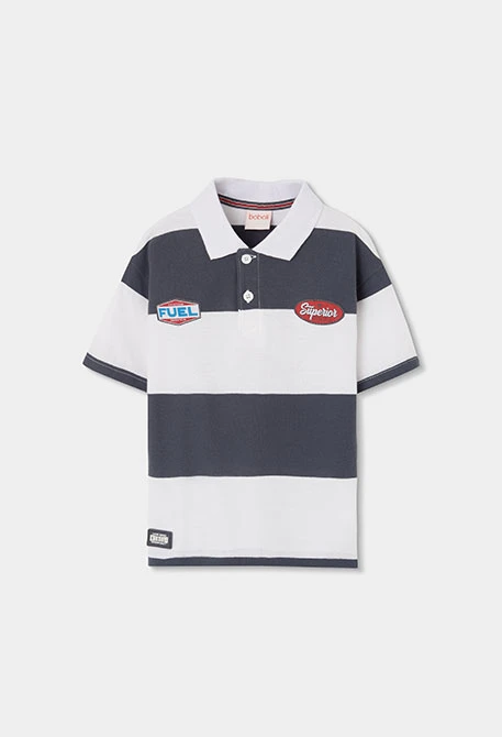 Polo niño algodón en negro y blanco