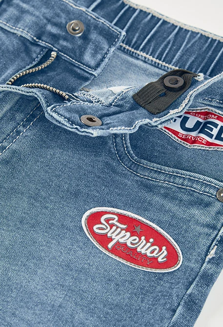 Elastic denim blue shorts