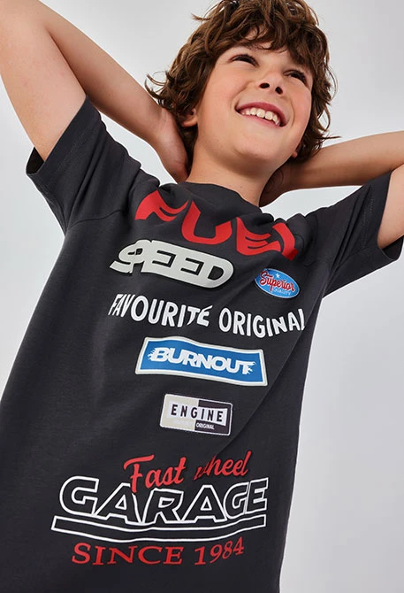 Camiseta niño algodón en gris