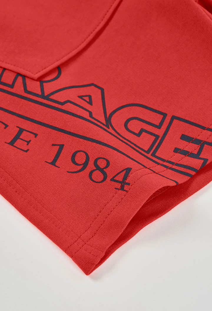 Bordeaux bedruckte Strick-Bermuda