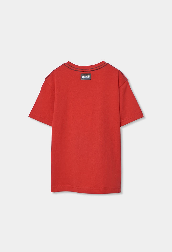 Jungen T-Shirt aus burgunderfarbener Baumwolle