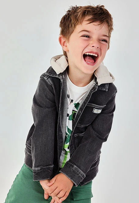 Cazadora niño denim gris