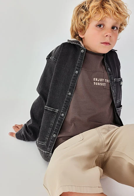 Cazadora niño denim gris