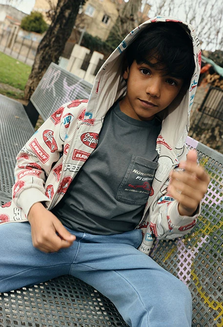 Chaqueta niño felpa estampada