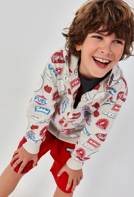 Chaqueta niño felpa estampada