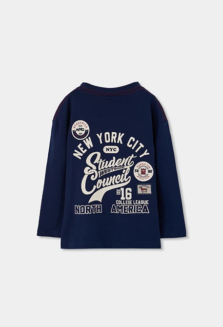 Samarreta de punt nen blau marí amb pegat NYC