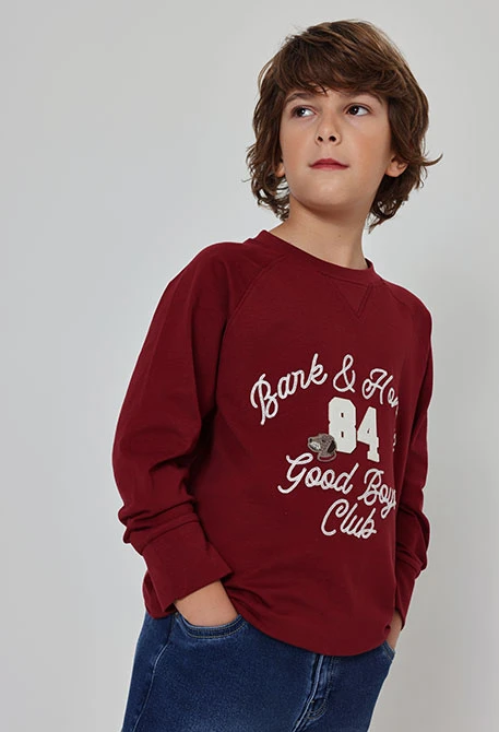 T-shirt en maille garçon grenat Good Boys Club