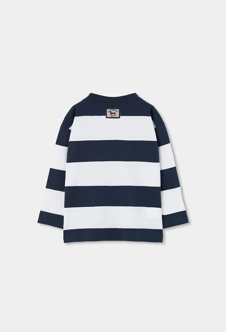 T-shirt en maille garçon rayé bleu marine et blanc