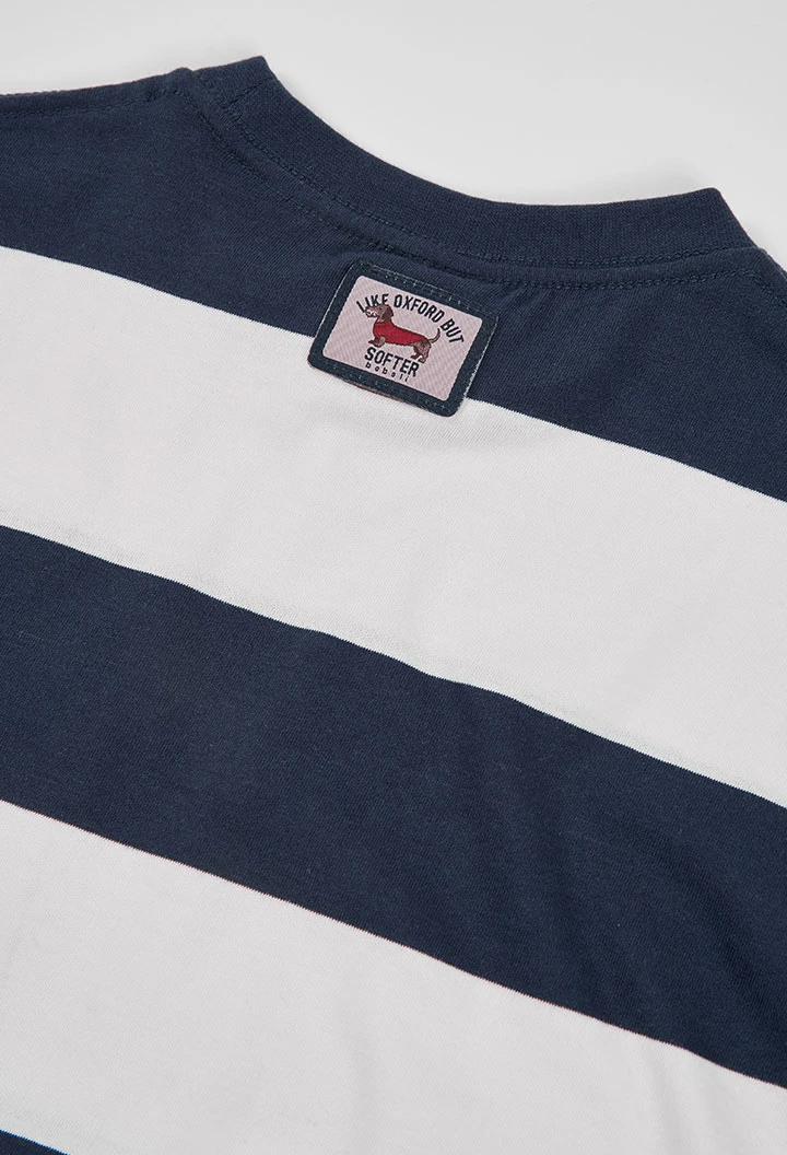 T-shirt en maille garçon rayé bleu marine et blanc