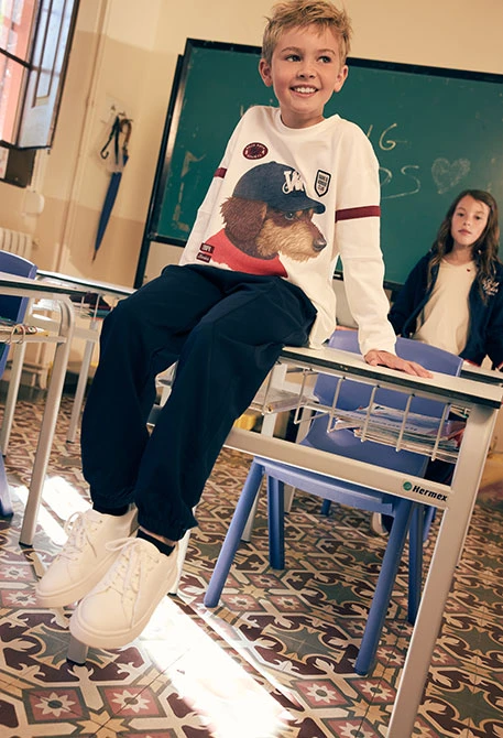 Navy blue fleece trousers for boys