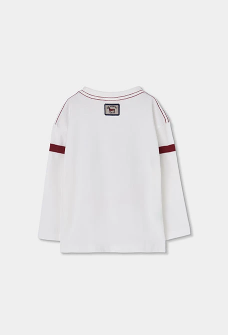 T-shirt maille garçon blanc imprimé chien