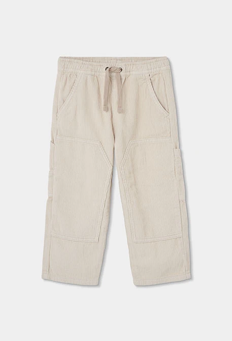 Pantalón pana niño beige con bolsillos