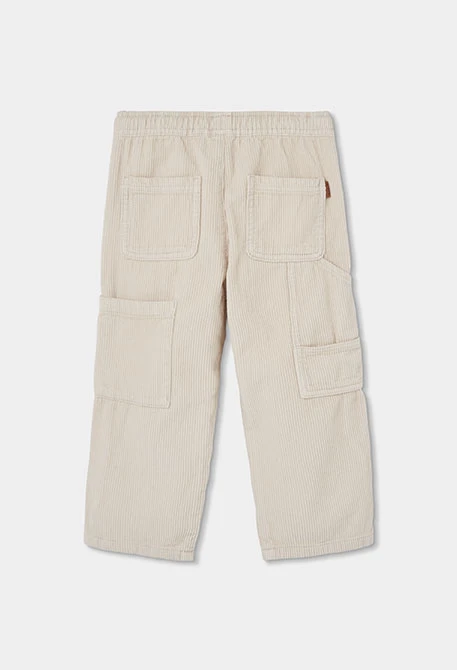 Pantalón pana niño beige con bolsillos
